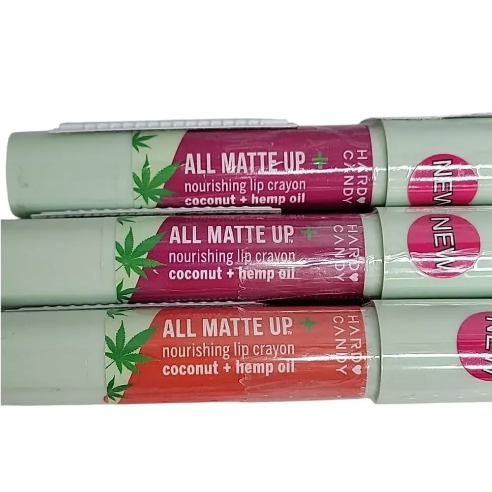 Hard Candy All Matte Up Lip Crayon Coconut Hemp Oil Lot 3 NEW Sealed